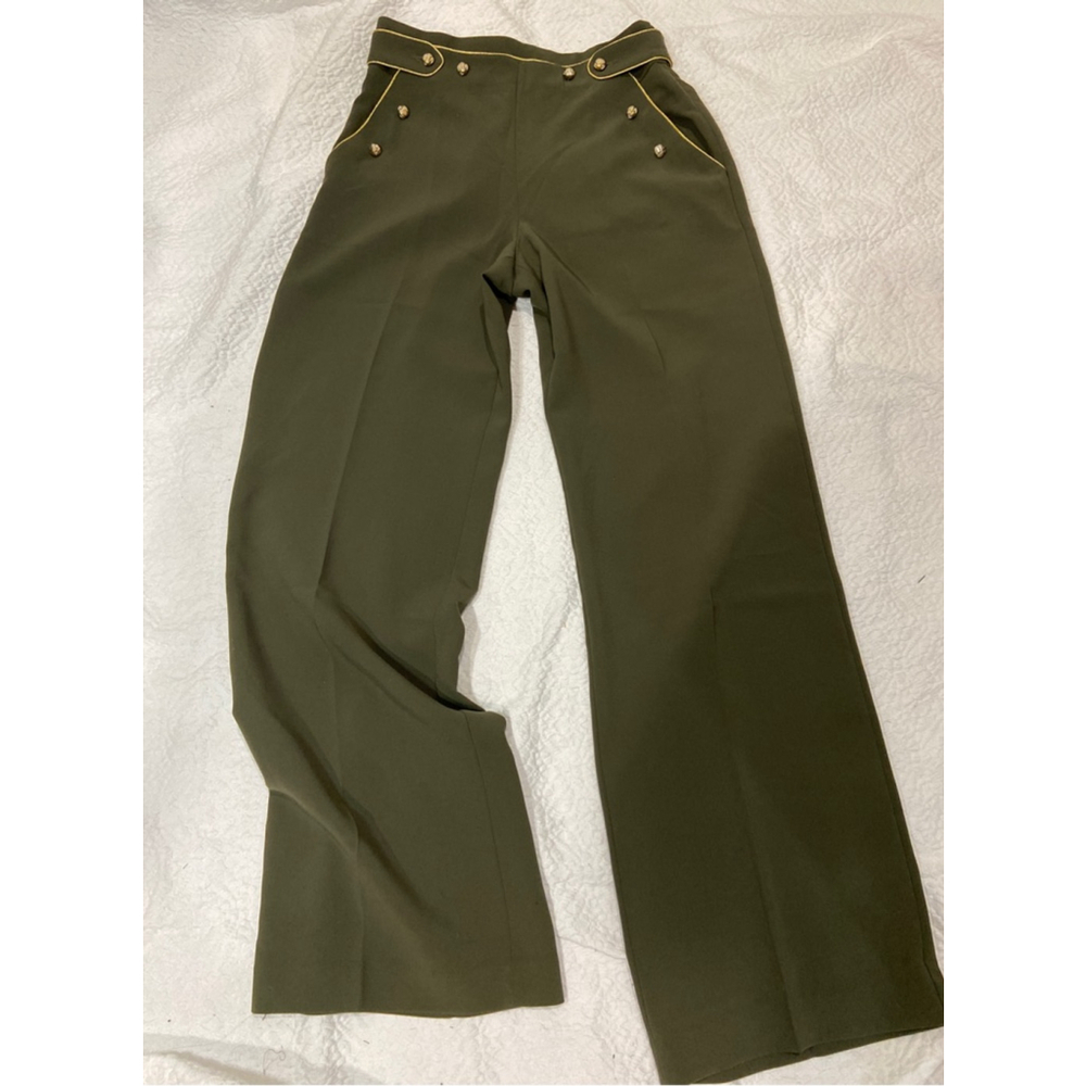 Express Wide Leg Trousers Pant Size 10 Long NWT Olive Green High-Waisted - Picture 2 of 8